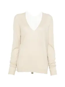 Свитер с V-образным вырезом Rick Owens, бежевый