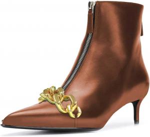 Женские ботильоны XYD с двойной молнией, с золотой цепочкой, зауженные носки, низкий каблук, модные клубные ботинки