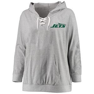 Женский худи New York Jets с завязками, цвет вересково-серый, plus size Fanatics