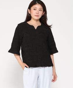 Джерсийский жаккардовый пуловер с воротником-стойкой