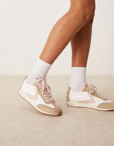 Кроссовки для бега ASOS DESIGN Daily со шнуровкой в ​​белом, сером и розовом цветах
