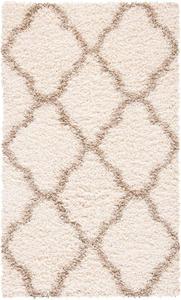 Ковер SAFAVIEH, 69 x 122 см, Dallas Shag Collection, Ivory & Beige, узор Trellis, без линьки и простой в уходе, идеален для помещений с высокой проходимостью: прихожая, гостиная, спальня (SGDS257B)