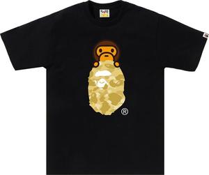 Футболка BAPE Color Camo Milo On Ape Head 'Black/Yellow', черный