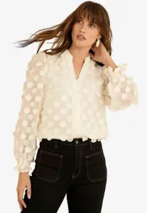 Блузка прямого кроя с длинными рукавами и 3d-точками на пуговицах Love & Roses, White