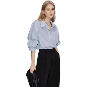 ELLE Рубашка женская в полоску с острым воротником