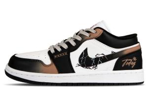 Jordan Air 1 Cushioning Low top Vintage Basketball Shoes Women's Black Brown