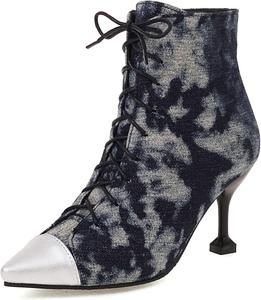 Стильные женские ботильоны с заостренным носком и каблуком-стилетом Renessmi, Dark-Blue 1