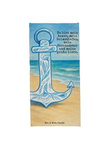 Mr. & Mrs. Panda Полотенце в виде якоря синего цвета с надписью пастельно-желтого цвета