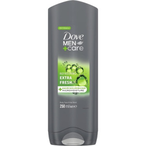 Dove Men+Care Освежающий экстрасвежий 3-в-1 гель для душа, тела и лица для мужчин, 250 мл, Dove Men + Care