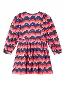 Платье с пышными рукавами и принтом в звезды Stella McCartney Kids, розовый