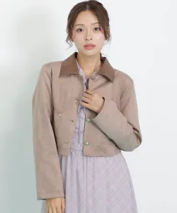 Короткый пиджак из искусственной замши Jill By Jill Stuart, цвет Mocha Beige