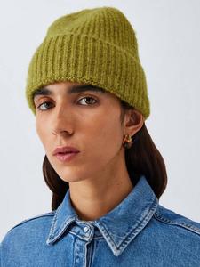 Пушистая шапка-бини из шерстяной смеси John Lewis, Olive