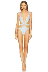 Mei комбинезон с ручной бисерной вышивкой и вырезами Oceanus, blue & pink ombre