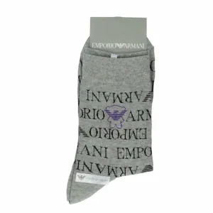 Носки EMPORIO ARMANI с логотипом по всей поверхности и изображением медведя и орла в стиле манга.