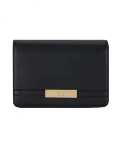 Черная сумка через плечо с золотыми деталями Elisabetta Franchi, черный