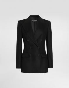 Двубортный жакет из шелка и кашемира Dolce & Gabbana, черный
