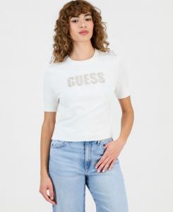 Женский свитер с короткими рукавами и логотипом Norah GUESS, Cream White