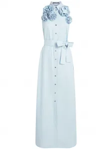 Платье макси с цветочной аппликацией KARL LAGERFELD, синий