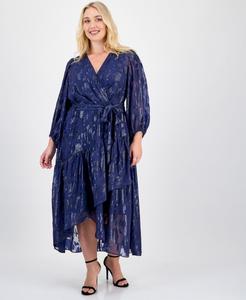 Платье-макси большого размера с металлизированной многоярусной юбкой и асимметричным подолом Anne Klein, Distant Mountain