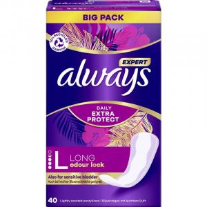 Длинные ежедневные прокладки Daily Expert Protect с ароматом, большая упаковка Always, 40 шт.