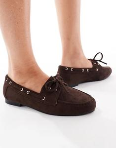 Туфли-лодочки SEQWL Wide Fit Picnic шоколадного цвета