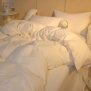 AVIVI Комплект постельного белья 1,5 м, 4 предмета, цвет: чистый молочно-белый