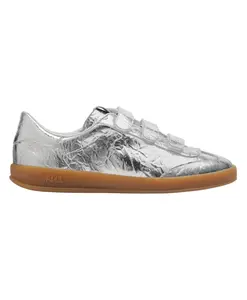 Серебристые кроссовки на липучках с янтарной подошвой P448, серый