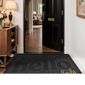 Dajiang Ковер 80х120 см для прихожей, моющийся, износостойкий, с лазерной вышивкой Welcome, противоскользящий
