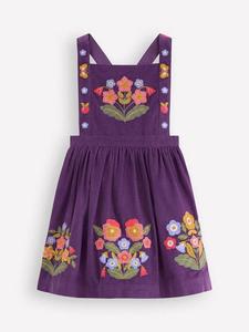 Детское платье-сарафан из вельвета с вышивкой Mini Boden, Purple