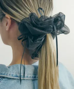 Лента, подвеска, прозрачная большая резинка для волос Goldy, цвет Black