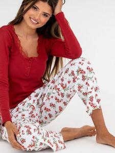 Пижамный комплект из велюрового хлопка с отделкой из джерси и кружева в стиле хенли Pour Moi