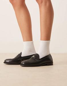 Лоферы Walk London Rhea Croc Penny черного цвета