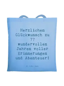 Сумка для переноски Mr & Mrs Panda Spruch 77 Geburtstag, небесно-синий