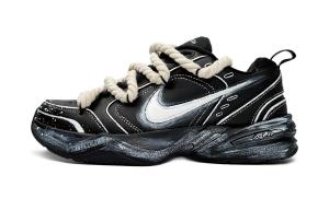 Nike Air Monarch 4 противоскользящие и износостойкие легкие низкие массивные кроссовки унисекс черно-белые