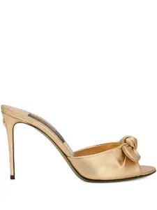 Сандалии из кожи с узлом на каблуке 90 мм DOLCE & GABBANA, желтый