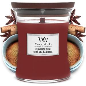 Ароматическая свеча в форме песочных часов среднего размера с корицей и потрескивающим фитилем - время горения до 60 часов Woodwick