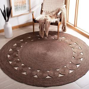 Ковер SAFAVIEH, 183 x 183 см, Round - коллекция Natural Fiber - Brown, ручной работы из джута, плетеный дизайн в стиле бохо-ранчо (NF364T)