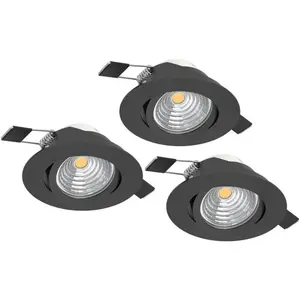 Потолочный светильник SALICETO LED-модуль 1 шт. Теплый белый LED, встроенный светильник, для гостиной, 4,2x8,8x4,2 см, вырез 6,8 см Eglo, черный