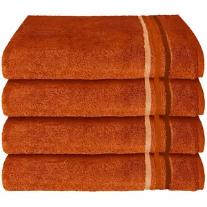 Полотенца Skyline Color из 100% хлопка с элегантной полосатой каймой MADE IN GREEN by OEKO-TEX Schiesser, терракотовый