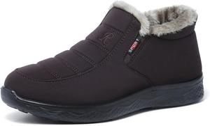 Женские зимние ботинки на низком ходу, водонепроницаемые зимние ботинки с меховой подкладкой, теплые ботинки на липучке, легкие прогулочные термоботинки, короткие ботинки, удобные для улицы, противоскользящие Rianclud, Multicolor 03