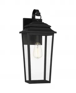 Настенный уличный светильник Bellis Verde высотой 51 см, традиционный дизайн, для веранды, светодиодная лампа, текстурированный черный стеклянный плафон John Timberland