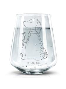 Стакан для питья с изображением собаки-цветка без надписей, прозрачный Mr. & Mrs. Panda
