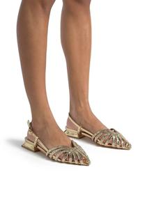 Туфли-лодочки с открытой пяткой CANGREJERA PEDRERÍA Alma en Pena, золотистый
