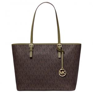 MICHAEL KORS Кожаная сумка через плечо MK Jet Set для женщин коричневый