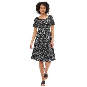 Женское расклешенное платье с короткими рукавами Ellos больших размеров, цвет Black White Ditsy