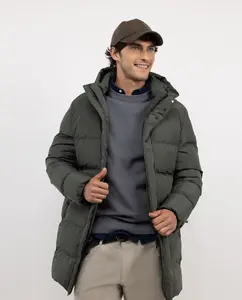 Длинный мужской пуховик с капюшоном El Ganso, зеленый