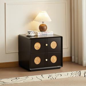 Quanu Комод для гостиной в винтажном стиле, модульный, из массива дерева, 1 ящик, цвет black tea