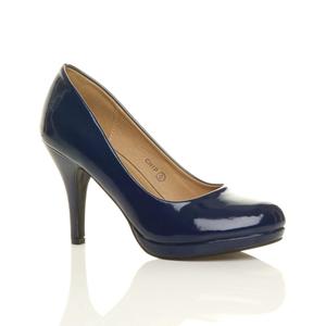 Лакированные туфли-лодочки на высоком каблуке AJVANI, темно-синий