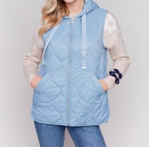 Короткая стеганая пуховая жилетка с капюшоном в цвете Frost CHARLIE B, Frost
