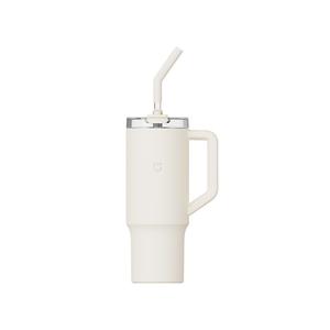 Термостакан, стакан с соломинкой, стильный большой объем автомобильный с креплением, внутренняя часть из нержавеющей стали 316, 1 л Xiaomi, белый